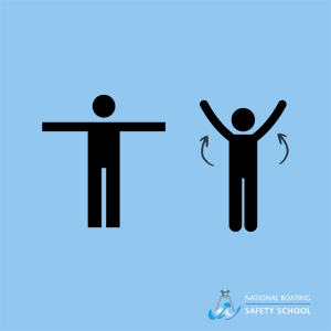 Arm signals for distress in boat