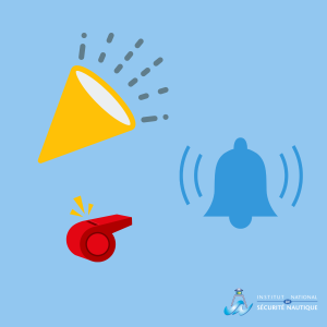 Continuous sound from a foghorn, bell, whistle or other sound-signalling device